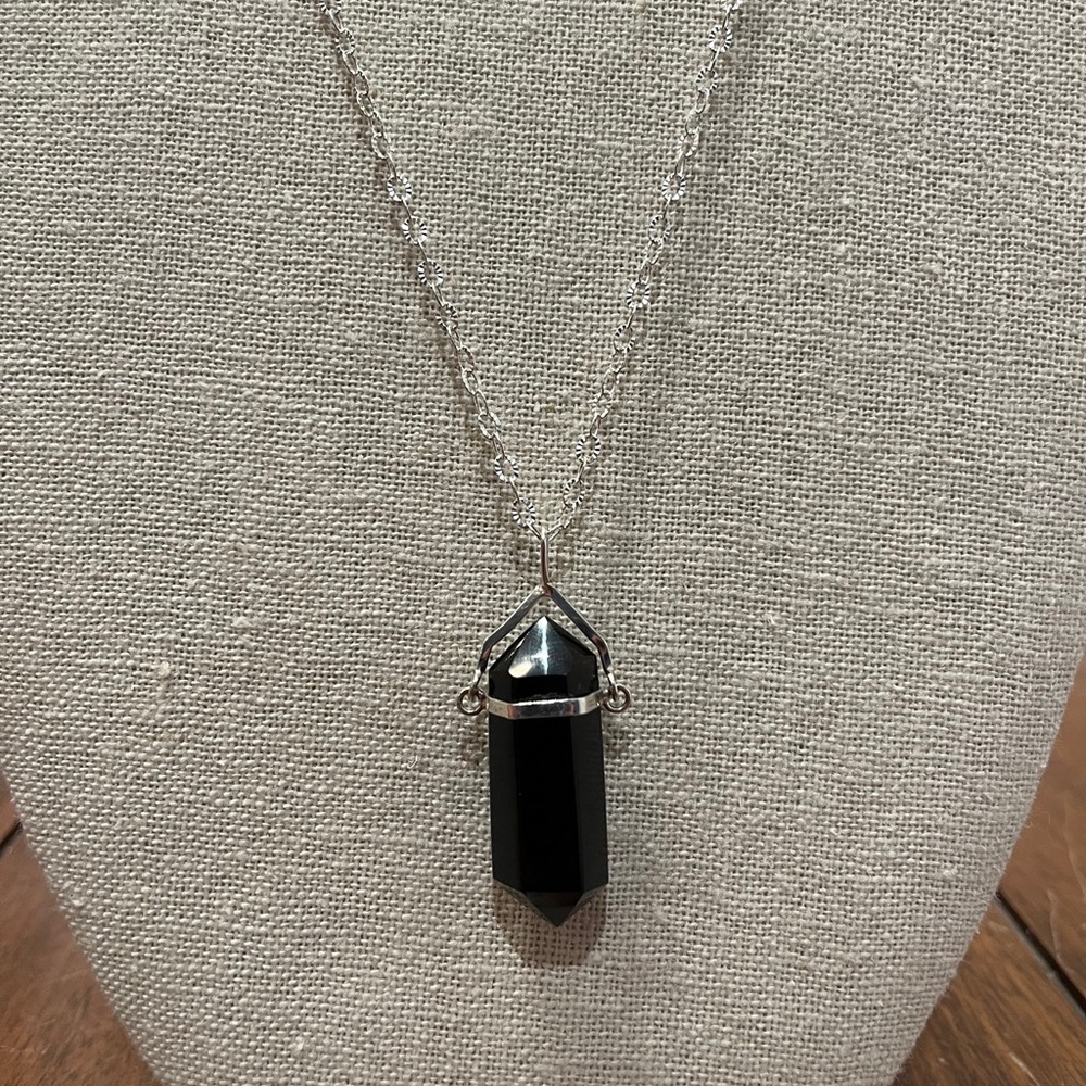 Silver and Smoky Quartz Pendant Necklace